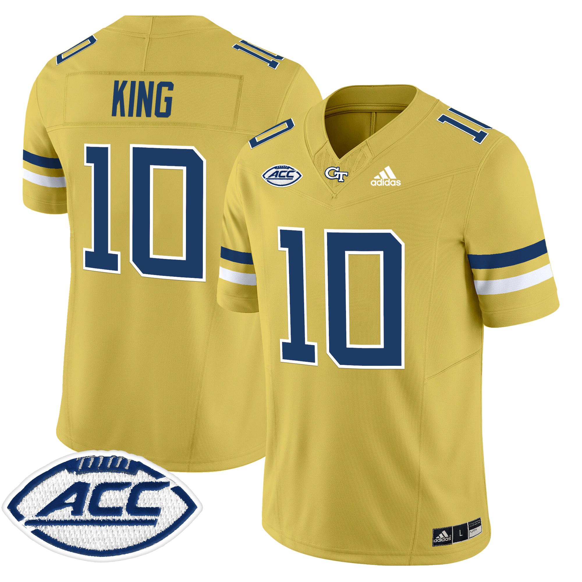 Men Georgia Tech #10 King Yellow Asidas 2024 Vapor Limited NCAA Jersey style 1